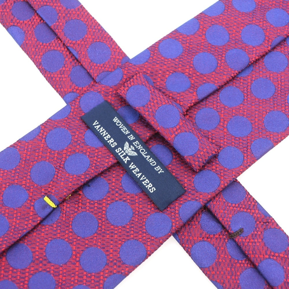 【中古】バーナーズ VANNERS 3つ折り シルク ドット柄ネクタイ レッドxパープル【 状態ランクB 】【 メンズ 】