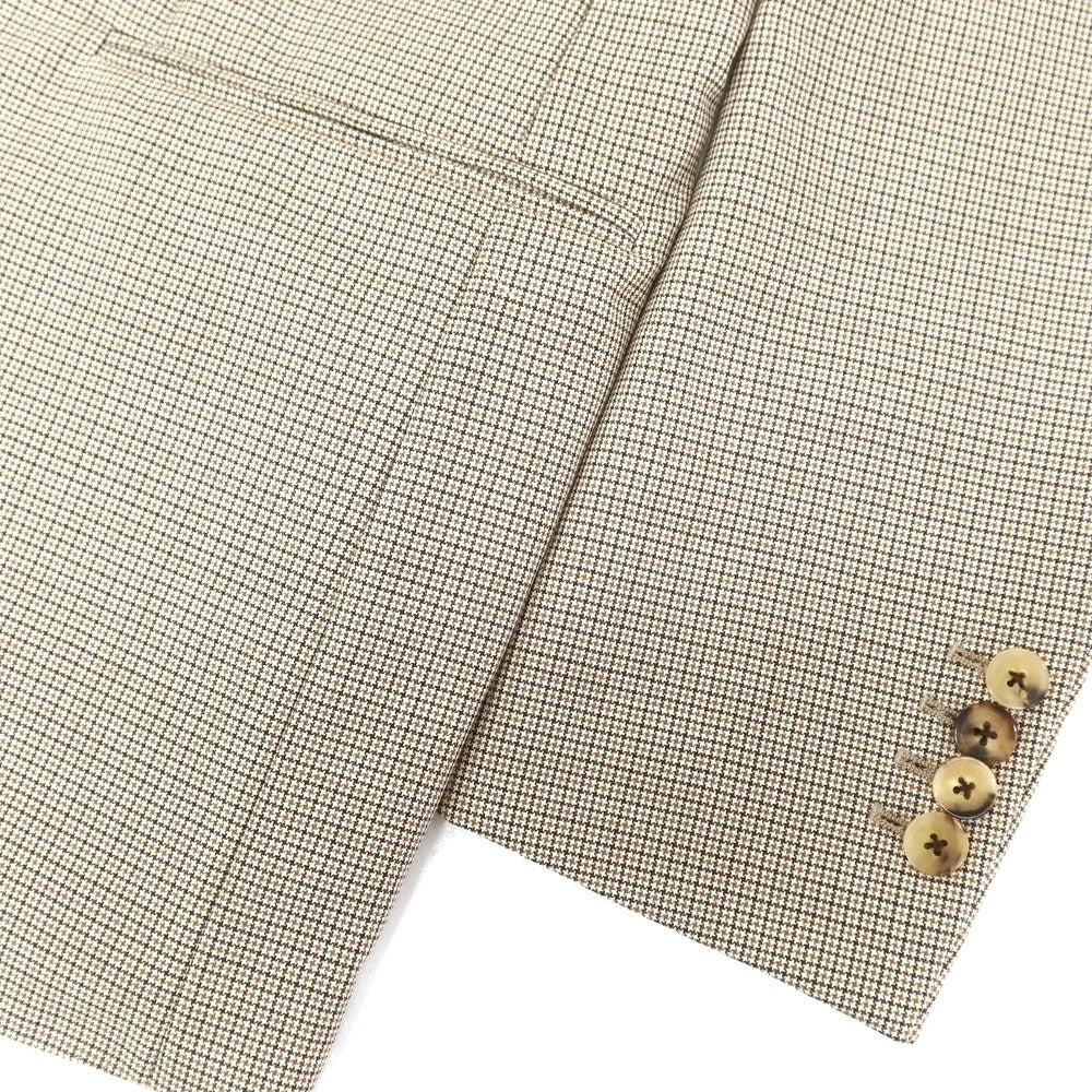 【中古】カルーゾ CARUSO ウール ガンクラブチェック 3つボタンスーツ ベージュxブラック【 48 Drop8 】【 状態ランクA 】【 メンズ 】