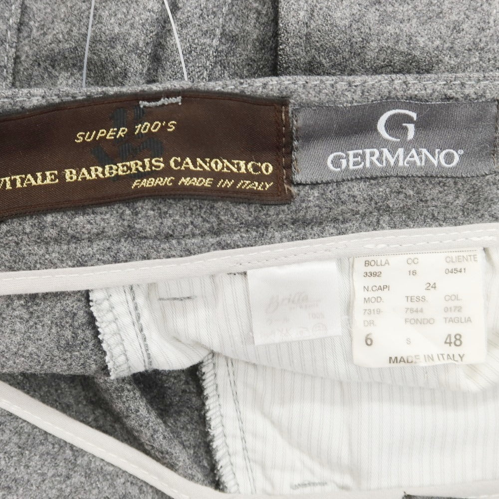 【中古】ジェルマーノ GERMANO SUPER100’S ウール カジュアルスラックスパンツ グレー【 48 】【 状態ランクC 】【 メンズ 】