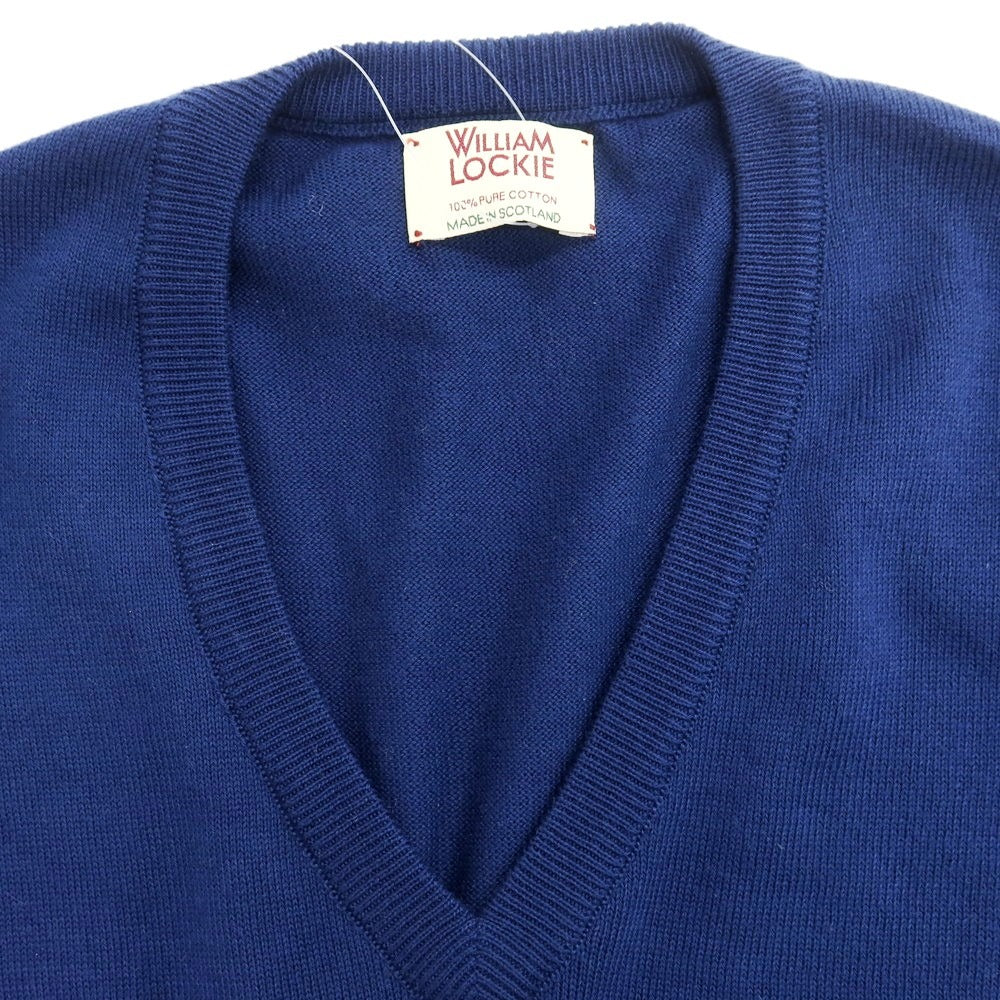 【中古】ウィリアムロッキー WILLIAM LOCKIE ハイゲージ コットン Vネック ニットベスト ネイビー【 42 】【 状態ランクB 】【 メンズ 】