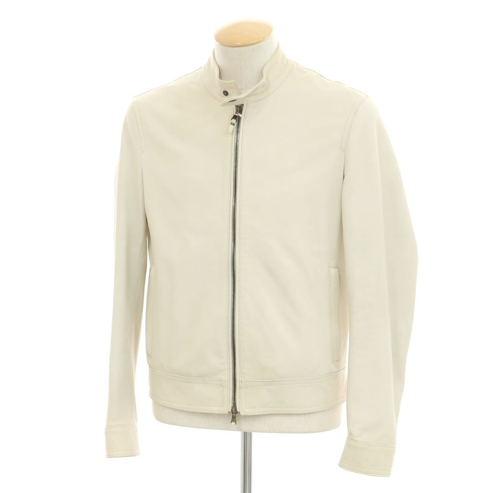 【中古】エンメティ EMMETI ラムレザー ライダースジャケット クリーム【 46 】【 状態ランクC 】【 メンズ 】