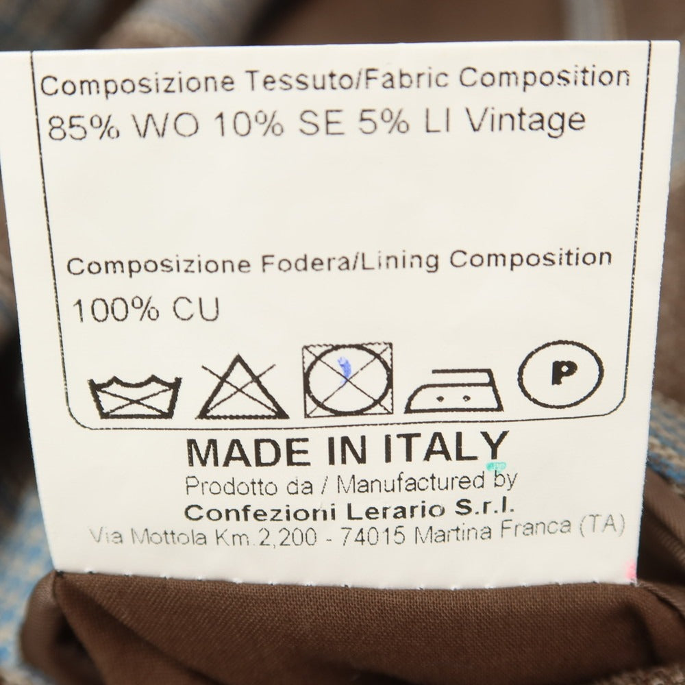 【中古】タリアトーレ TAGLIATORE チェック ウールシルクリネン テーラードジャケット ブラウンxブルー【 46 】【 状態ランクC 】【 メンズ 】