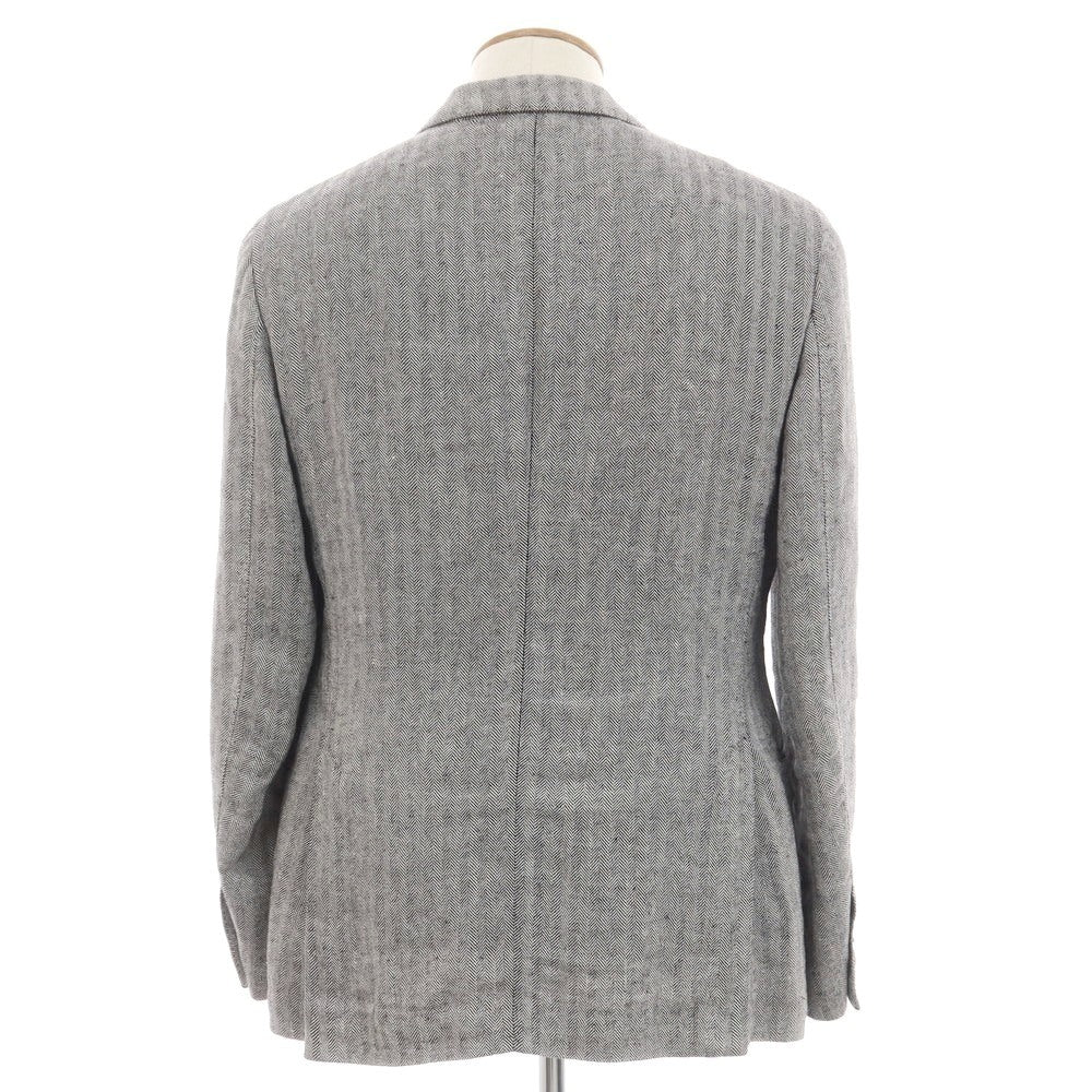 【中古】ラルディーニ LARDINI リネン テーラードジャケット ブラックxホワイト【 48 】【 状態ランクC 】【 メンズ 】