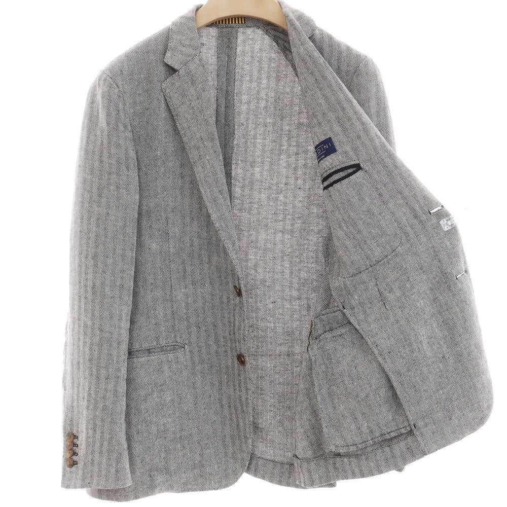 【中古】ラルディーニ LARDINI リネン テーラードジャケット ブラックxホワイト【 48 】【 状態ランクC 】【 メンズ 】