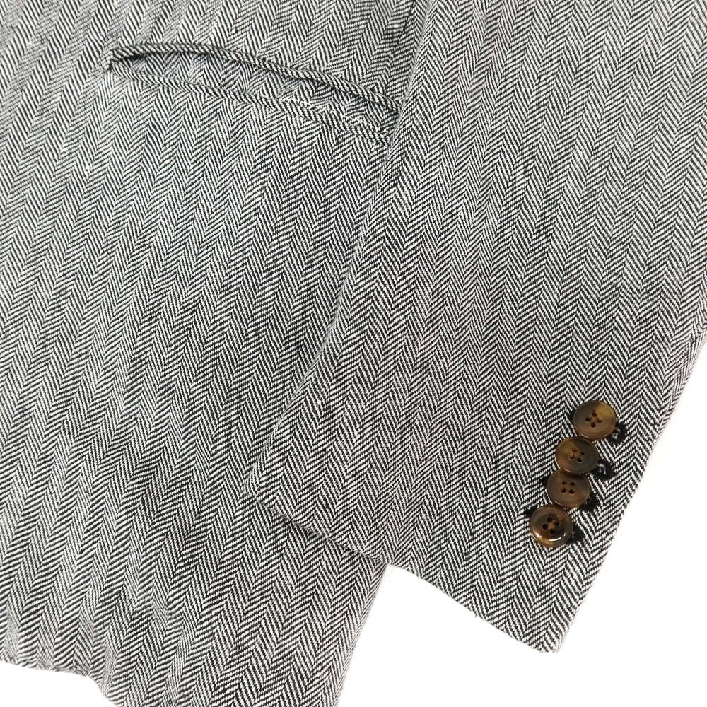 【中古】ラルディーニ LARDINI リネン テーラードジャケット ブラックxホワイト【 48 】【 状態ランクC 】【 メンズ 】