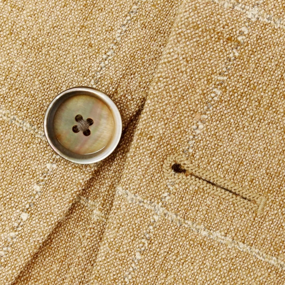 【中古】ラルディーニ LARDINI リネンコットン チェック テーラードジャケット ベージュブラウン系【 表記なし(L位) 】【 状態ランクC 】【 メンズ 】