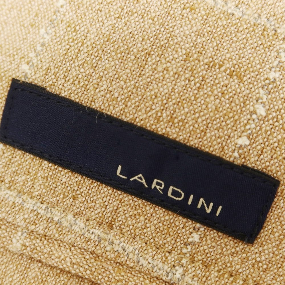【中古】ラルディーニ LARDINI リネンコットン チェック テーラードジャケット ベージュブラウン系【 表記なし(L位) 】【 状態ランクC 】【 メンズ 】