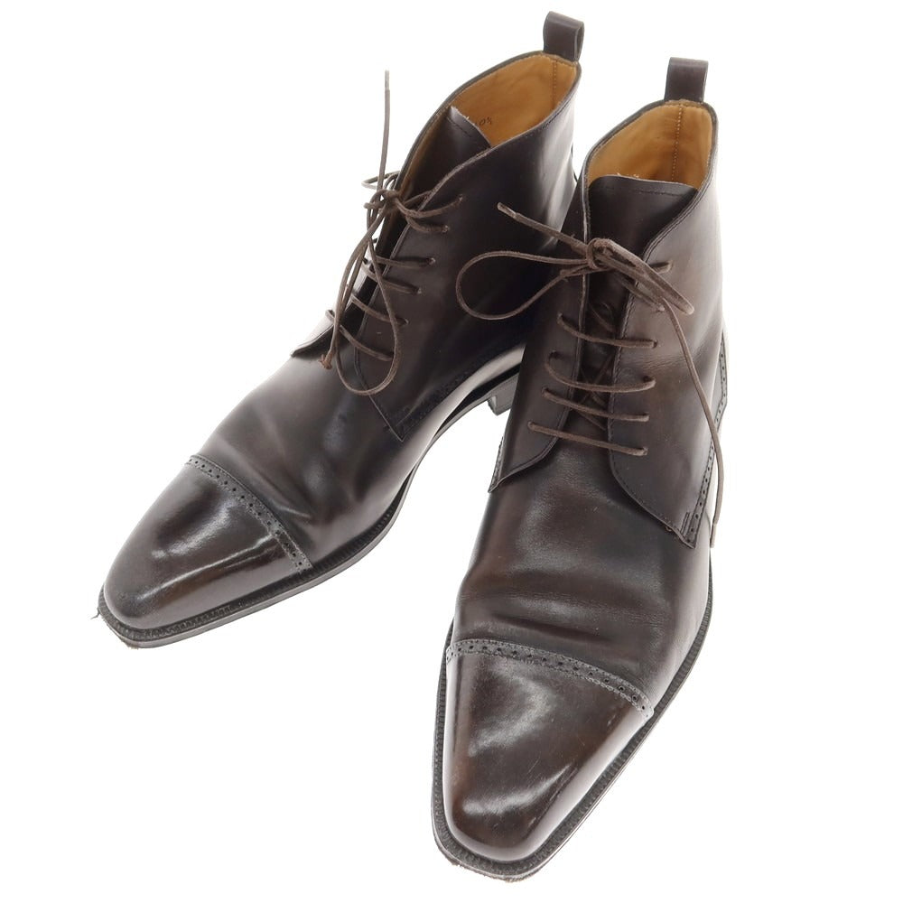 【中古】ストールマンテラッシ SUTOR MANTELLASSI レースアップ ブーツ ダークブラウン×カーキ【 40 1/2 】【 状態ランクB 】【 メンズ 】