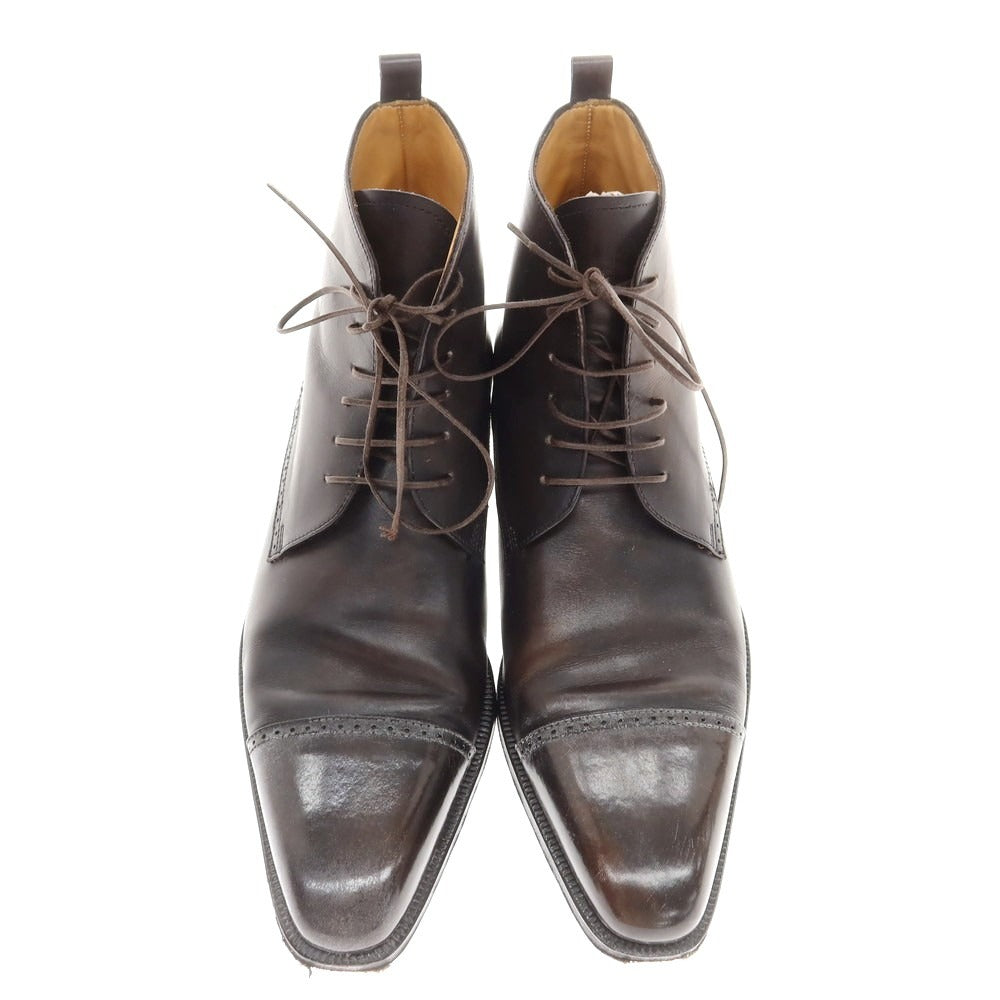 【中古】ストールマンテラッシ SUTOR MANTELLASSI レースアップ ブーツ ダークブラウン×カーキ【 40 1/2 】【 状態ランクB 】【 メンズ 】