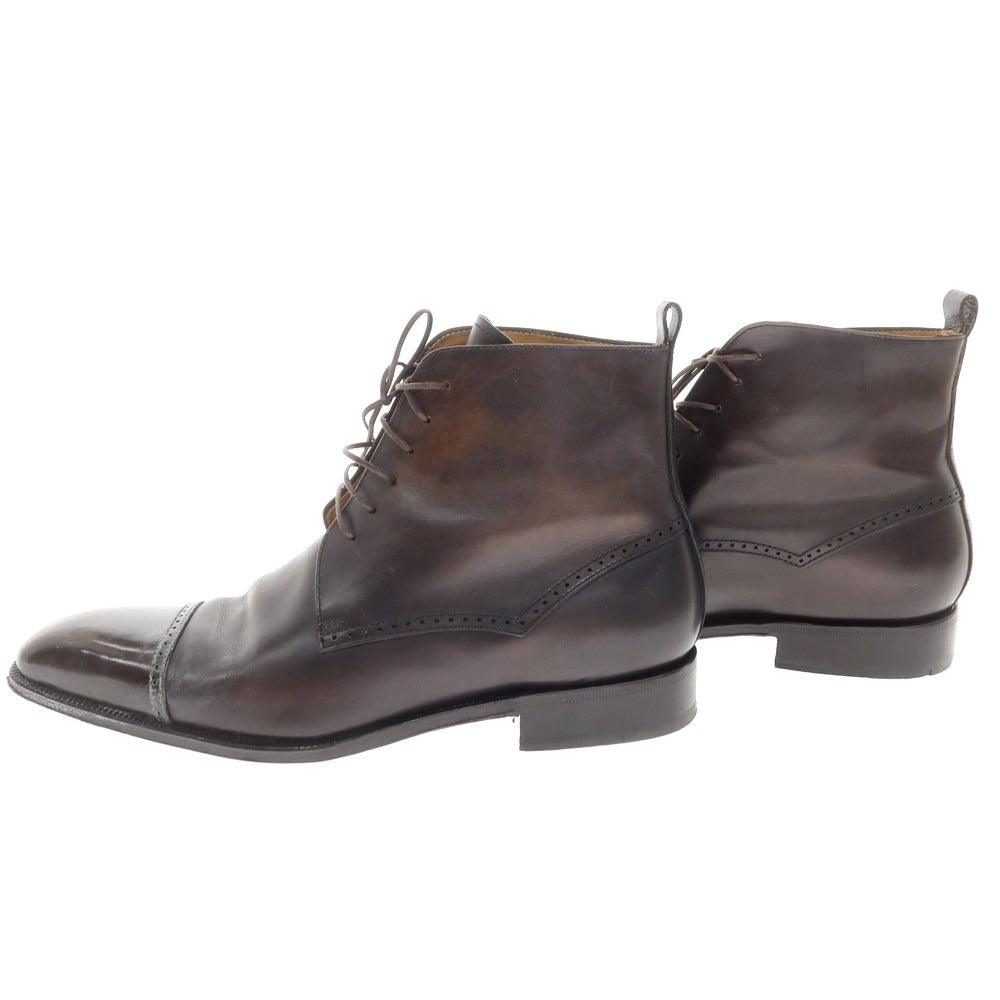 【中古】ストールマンテラッシ SUTOR MANTELLASSI レースアップ ブーツ ダークブラウン×カーキ【 40 1/2 】【 状態ランクB 】【 メンズ 】