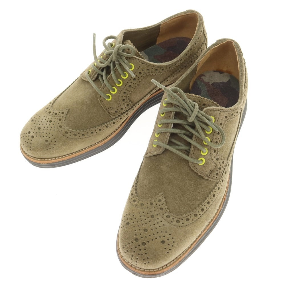 【中古】コールハーン COLE HAAN ルナグランド クードゥースエード ウイングチップ スニーカー オリーブ【 7.5 】【 状態ランクB 】【 メンズ 】