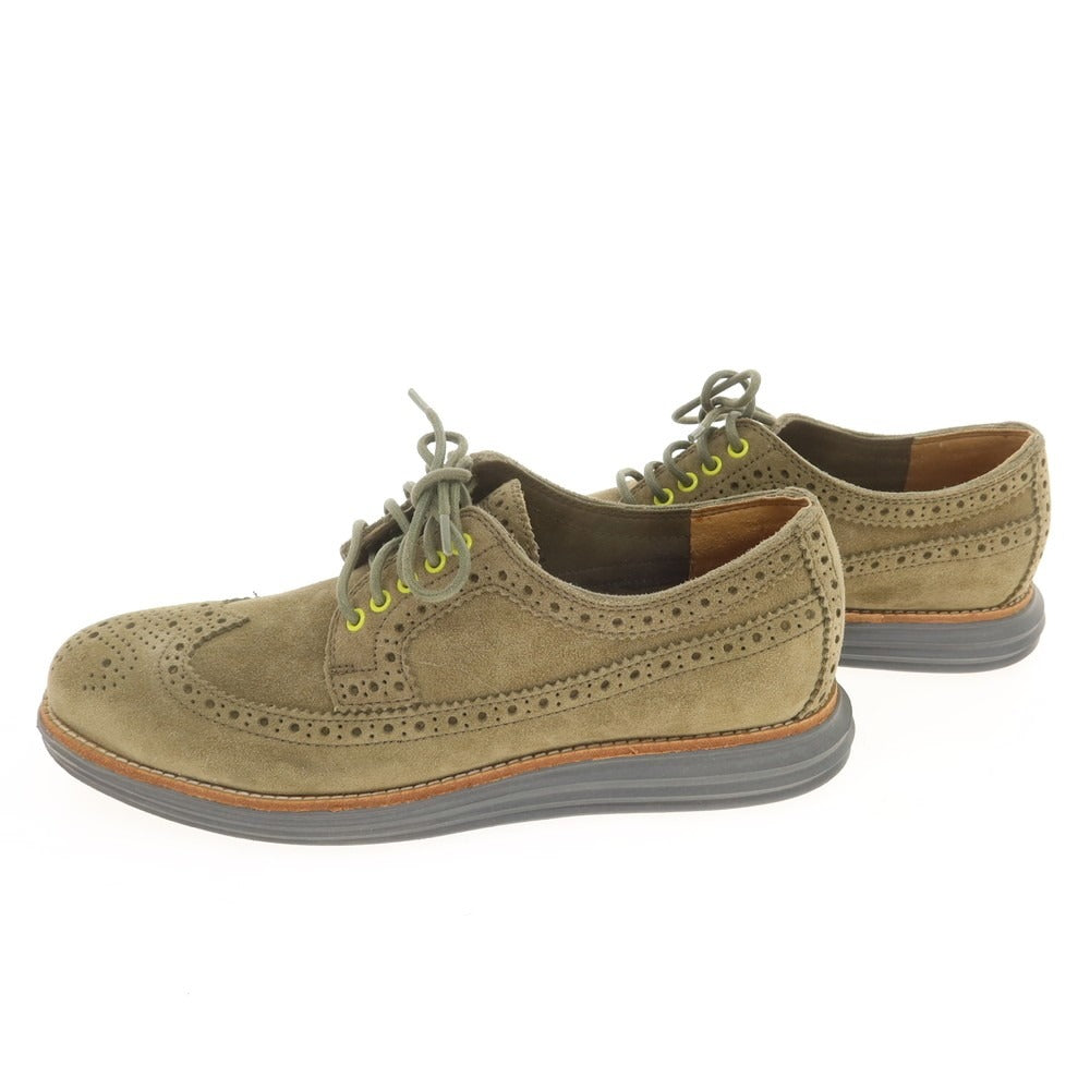 【中古】コールハーン COLE HAAN ルナグランド クードゥースエード ウイングチップ スニーカー オリーブ【 7.5 】【 状態ランクB 】【 メンズ 】