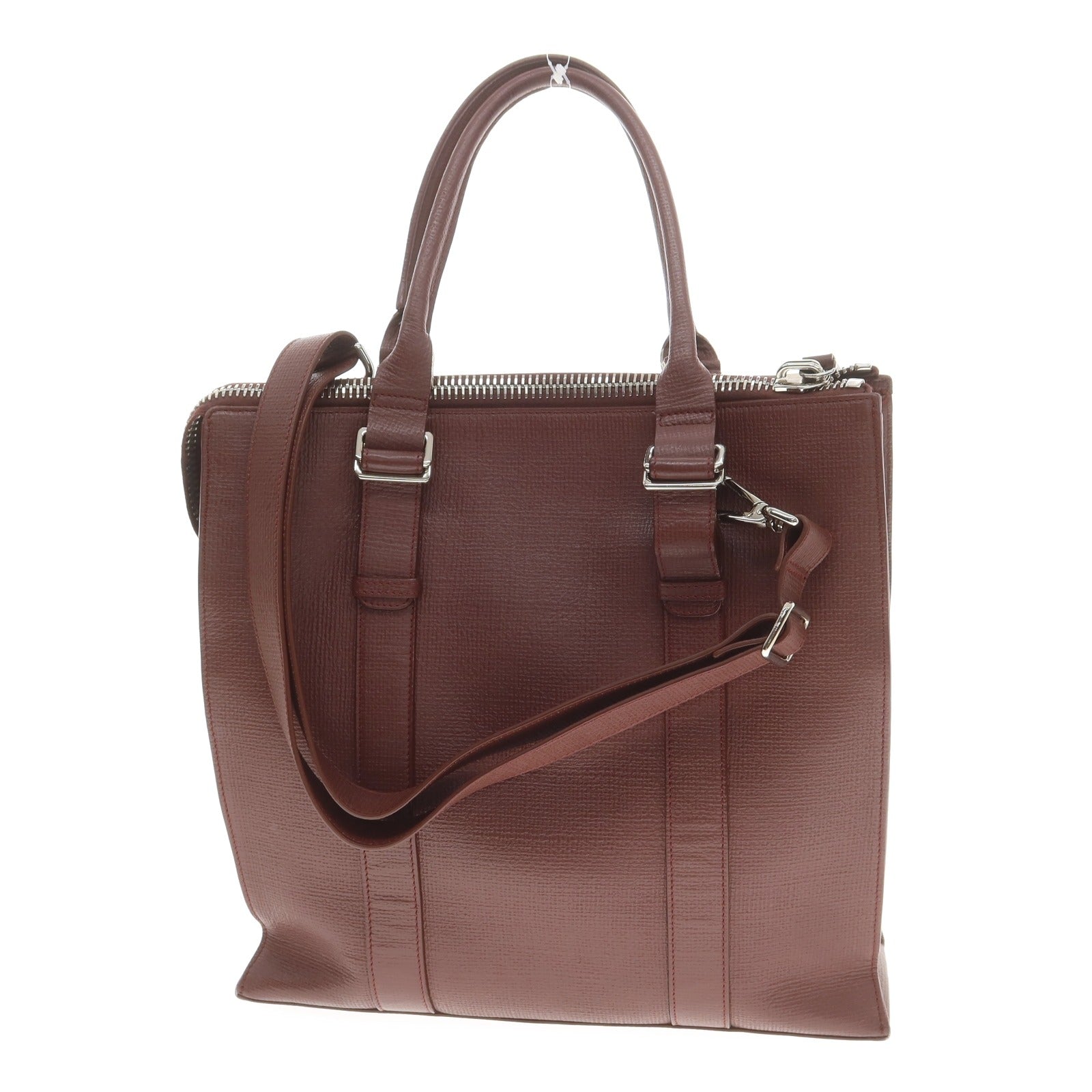 【中古】ザネラート ZANELLATO 型押しレザー トートバッグ ワインレッド【 状態ランクB 】【 メンズ 】