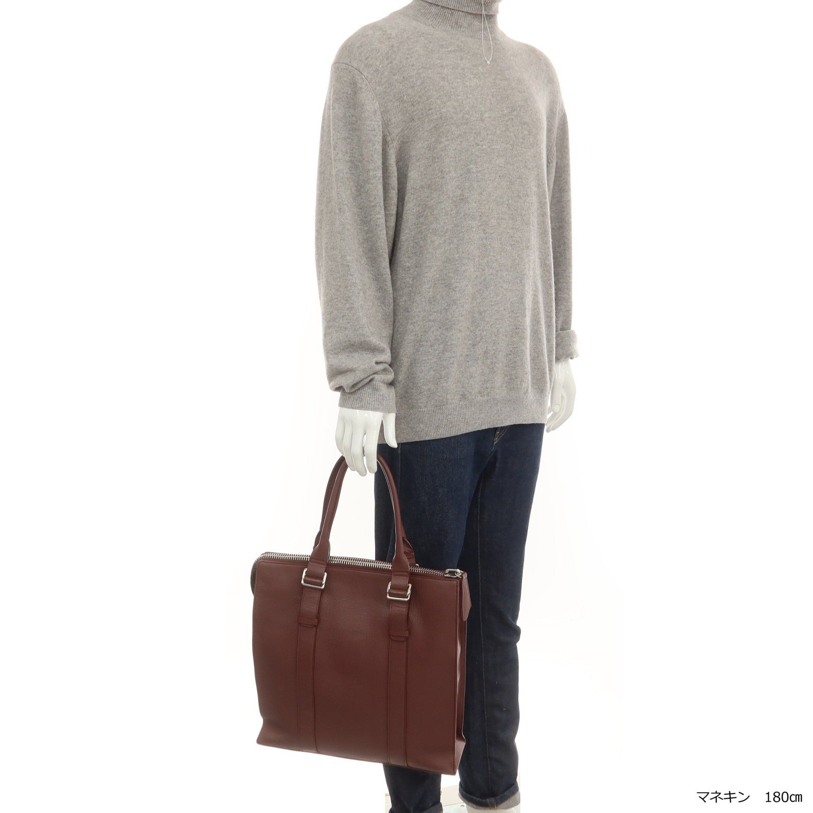 【中古】ザネラート ZANELLATO 型押しレザー トートバッグ ワインレッド【 状態ランクB 】【 メンズ 】