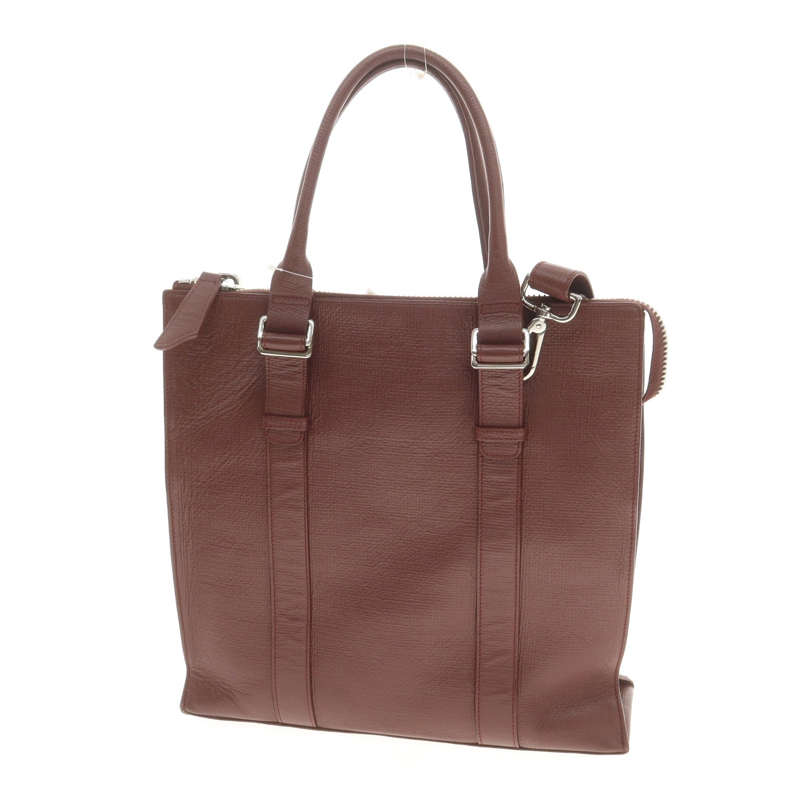 【中古】ザネラート ZANELLATO 型押しレザー トートバッグ ワインレッド【 状態ランクB 】【 メンズ 】