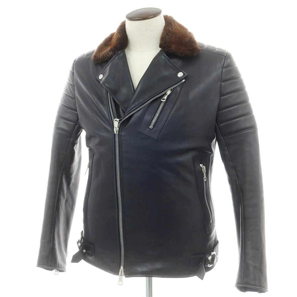 【中古】ウノピュウノウグァーレトレ 1piu1uguale3 ラムレザー ボアファー ダブルライダースジャケット ブラック【 5 】【 状態ランクB 】【 メンズ 】