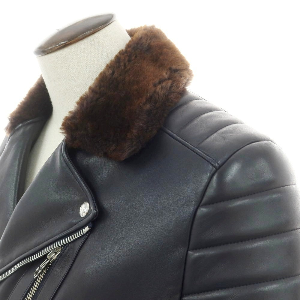 【中古】ウノピュウノウグァーレトレ 1piu1uguale3 ラムレザー ボアファー ダブルライダースジャケット ブラック【 5 】【 状態ランクB 】【 メンズ 】