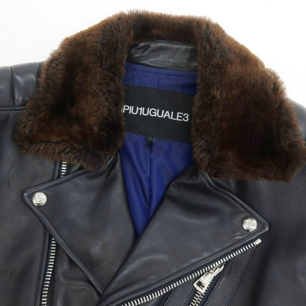 【中古】ウノピュウノウグァーレトレ 1piu1uguale3 ラムレザー ボアファー ダブルライダースジャケット ブラック【 5 】【 状態ランクB 】【 メンズ 】