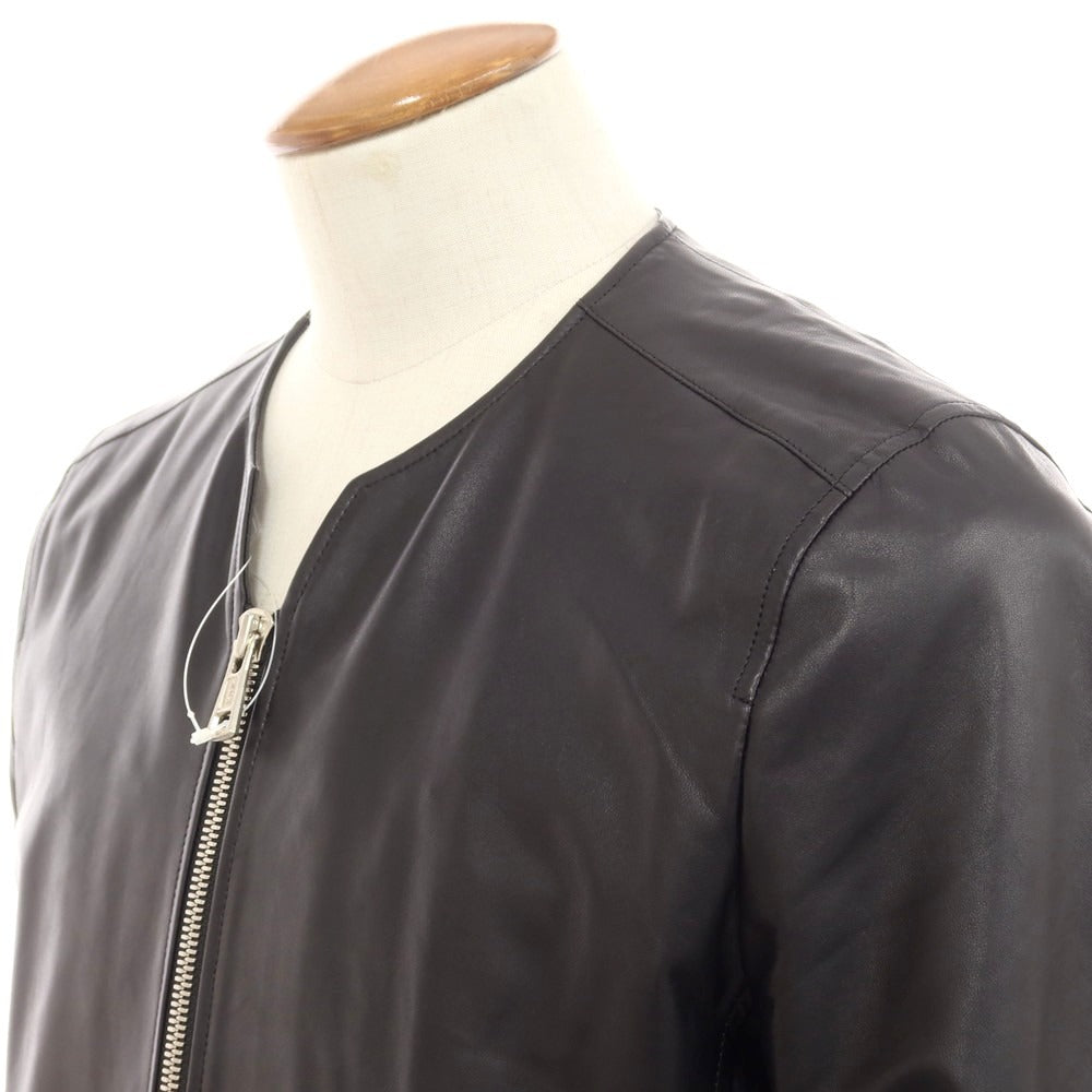 【中古】エーケーエム エイケイエム AKM ノーカラー 羊革 レザー ブルゾン ブラック【 XL 】【 状態ランクB 】【 メンズ 】