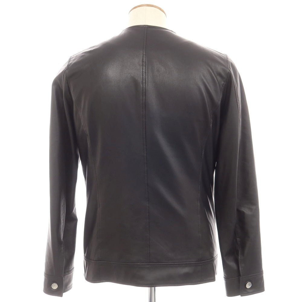 【中古】エーケーエム エイケイエム AKM ノーカラー 羊革 レザー ブルゾン ブラック【 XL 】【 状態ランクB 】【 メンズ 】