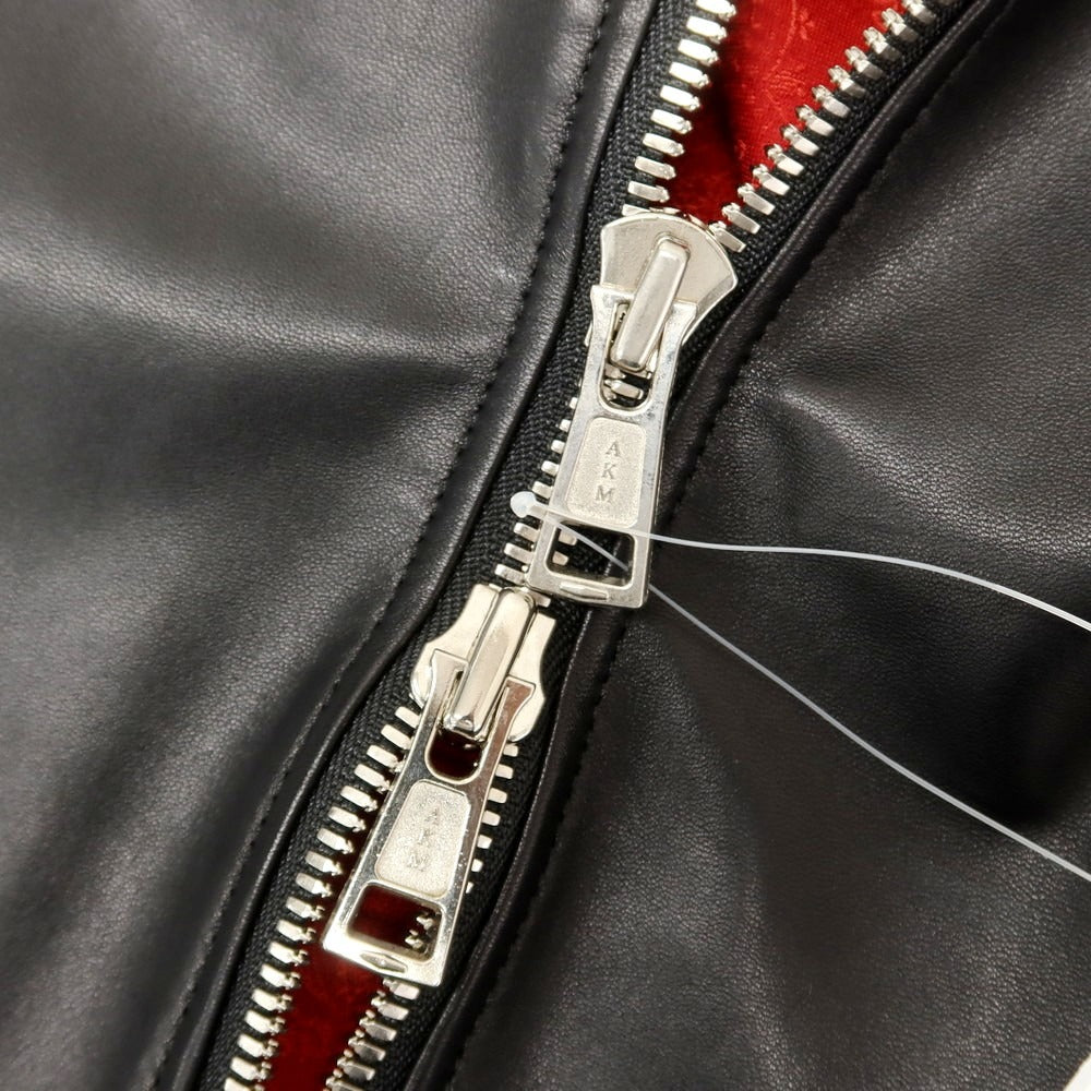 【中古】エーケーエム エイケイエム AKM ノーカラー 羊革 レザー ブルゾン ブラック【 XL 】【 状態ランクB 】【 メンズ 】