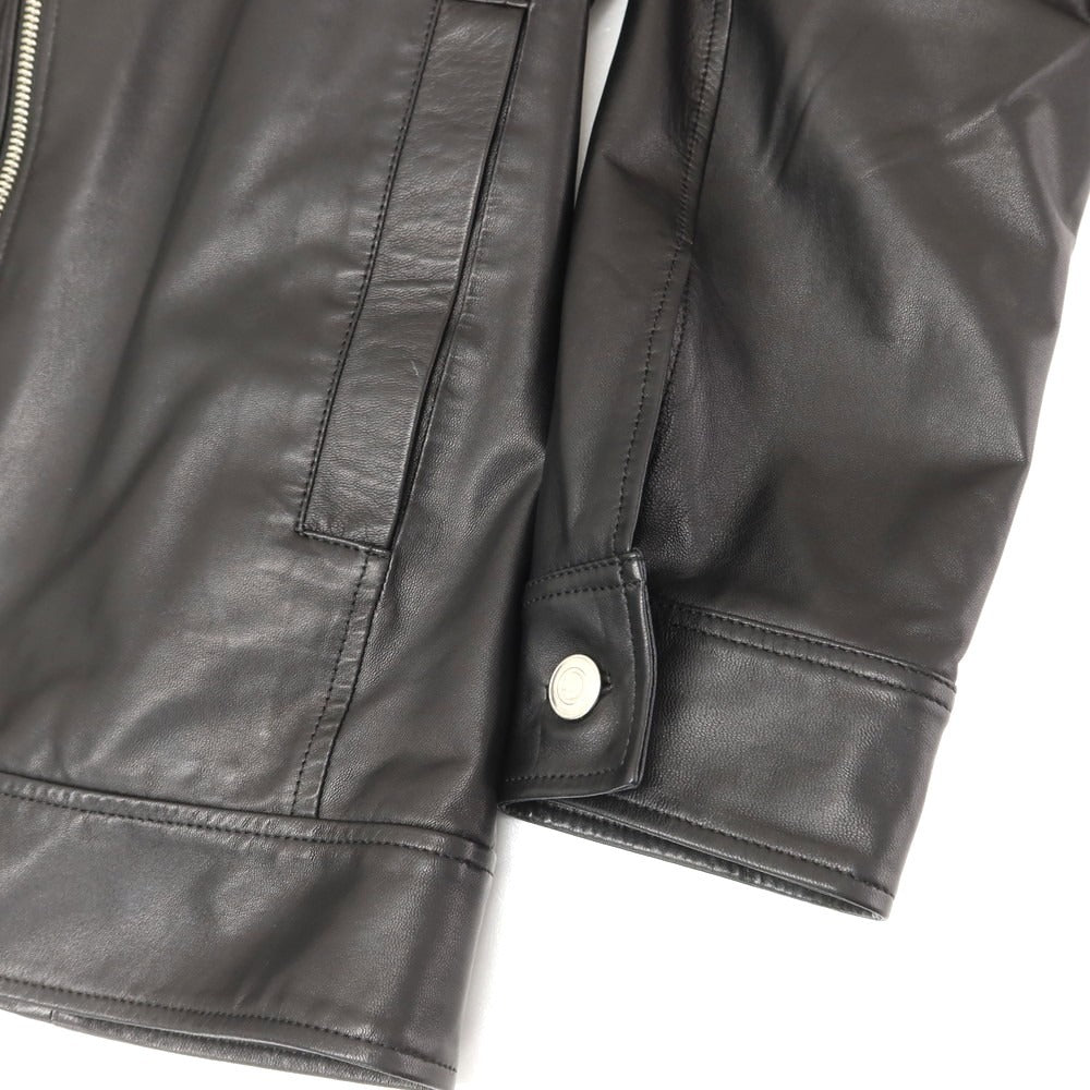 【中古】エーケーエム エイケイエム AKM ノーカラー 羊革 レザー ブルゾン ブラック【 XL 】【 状態ランクB 】【 メンズ 】