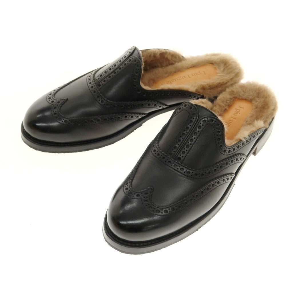 【中古】ウノピュウノウグァーレトレ 1piu1uguale3 ウイングチップ ファー ミュール サンダル ブラック【 42 】【 状態ランクA 】【 メンズ 】