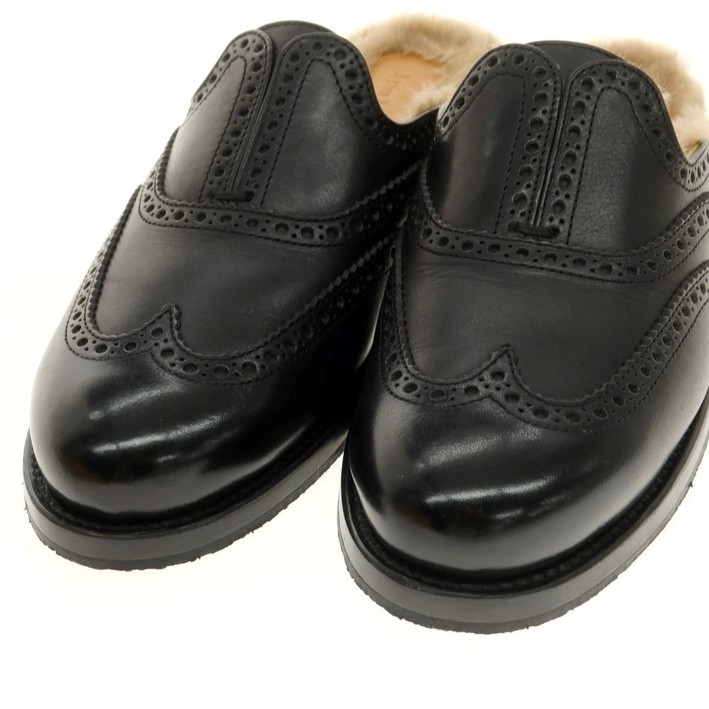 【中古】ウノピュウノウグァーレトレ 1piu1uguale3 ウイングチップ ファー ミュール サンダル ブラック【 42 】【 状態ランクA 】【 メンズ 】