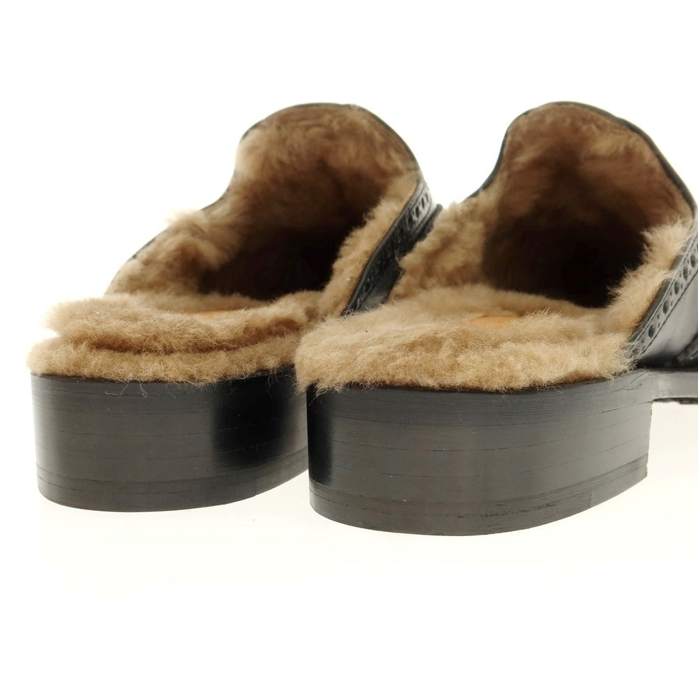 【中古】ウノピュウノウグァーレトレ 1piu1uguale3 ウイングチップ ファー ミュール サンダル ブラック【 42 】【 状態ランクA 】【 メンズ 】