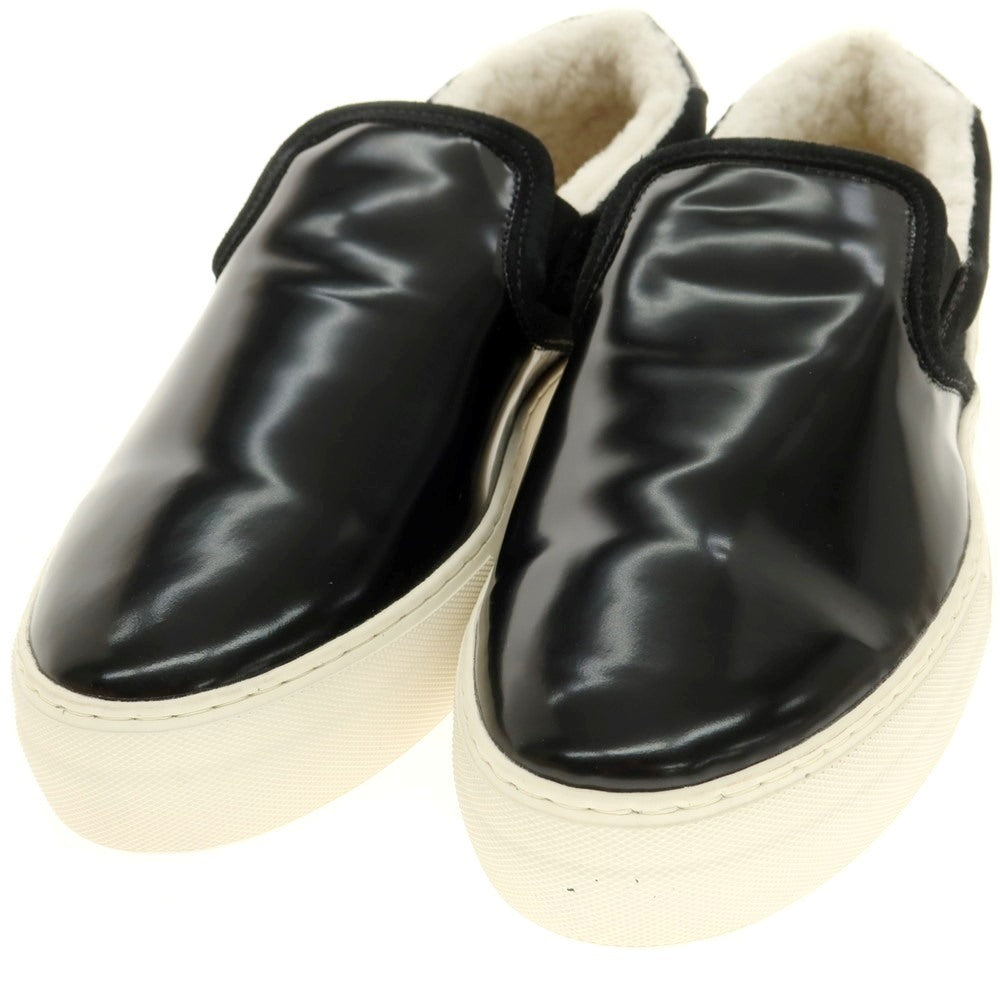 【中古】ウノピュウノウグァーレトレ 1piu1uguale3 ガラスレザー ボア スリッポン スニーカー ブラック【 44 】【 状態ランクA 】【 メンズ 】