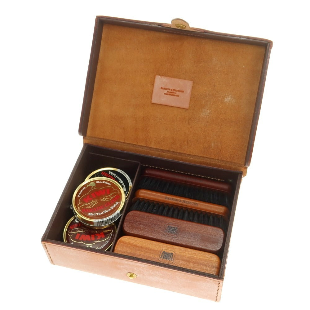 【中古】バロウ ヘップバーン BARROW & HEPBURN ブライドルレザー シューシャインキット ボックス ライトブラウン【 状態ランクB 】【 メンズ 】