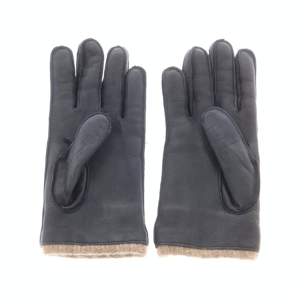 【中古】アルポ ALPO レザー カシミヤライニング 手袋 グローブ ネイビー【 8 1/2 】【 状態ランクB 】【 メンズ 】