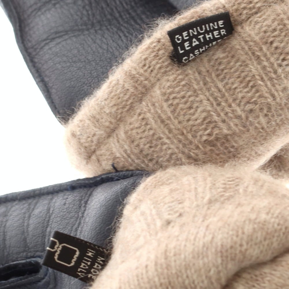 【中古】アルポ ALPO レザー カシミヤライニング 手袋 グローブ ネイビー【 8 1/2 】【 状態ランクB 】【 メンズ 】