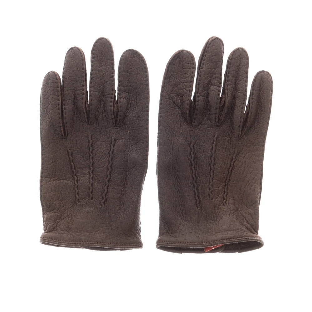 【中古】デンツ DENTS ペッカリーレザー 手袋 グローブ ダークブラウン【 状態ランクB 】【 メンズ 】