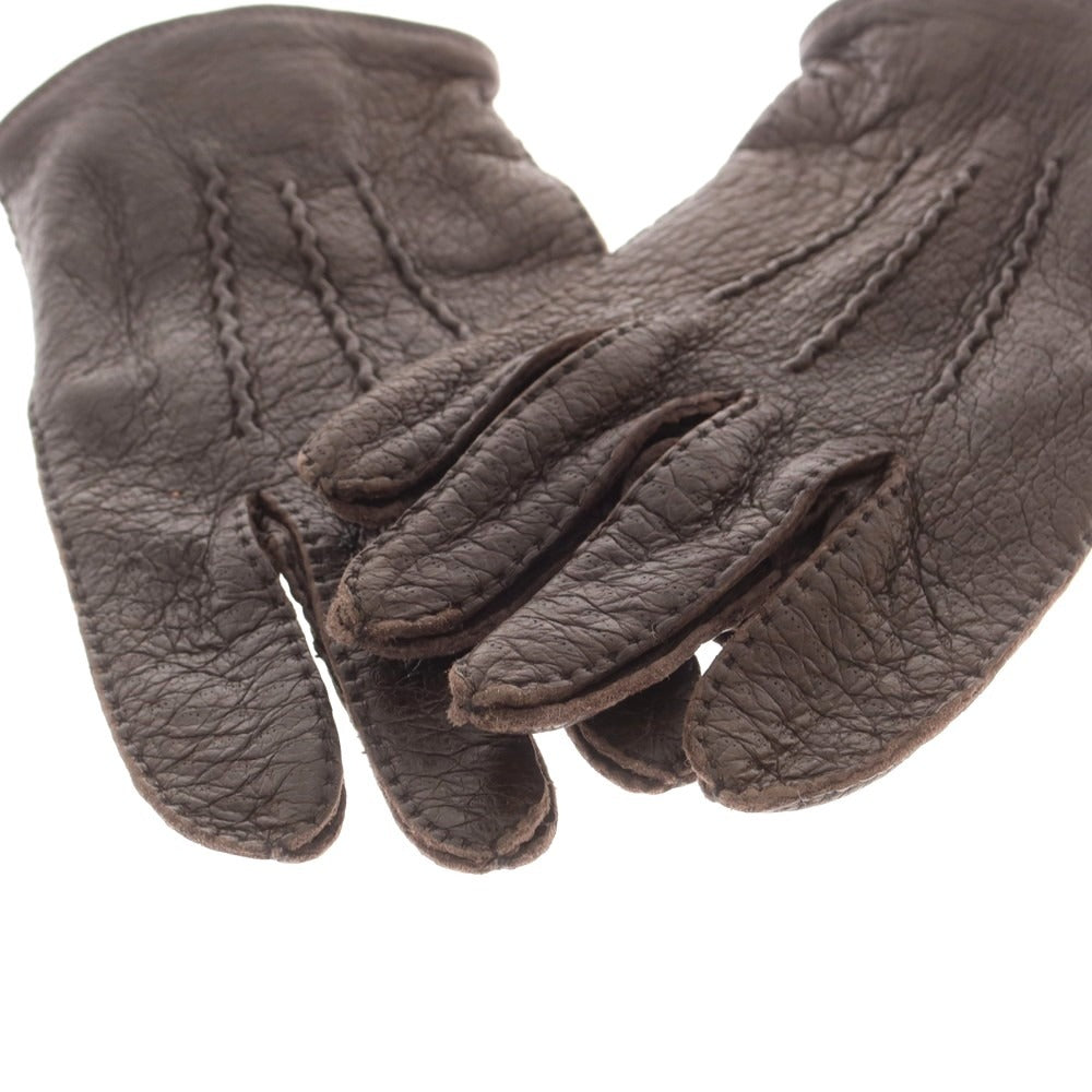 【中古】デンツ DENTS ペッカリーレザー 手袋 グローブ ダークブラウン【 状態ランクB 】【 メンズ 】