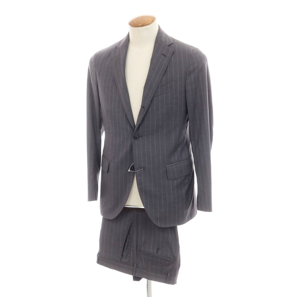 【中古】ラルディーニ LARDINI ウール ストライプ 3つボタンスーツ ダークグレー【 46 】【 状態ランクC 】【 メンズ 】