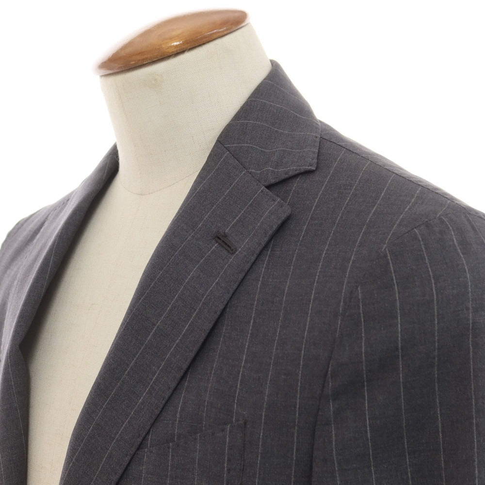 【中古】ラルディーニ LARDINI ウール ストライプ 3つボタンスーツ ダークグレー【 46 】【 状態ランクC 】【 メンズ 】