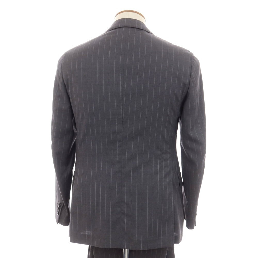 【中古】ラルディーニ LARDINI ウール ストライプ 3つボタンスーツ ダークグレー【 46 】【 状態ランクC 】【 メンズ 】