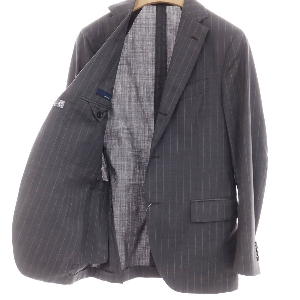 【中古】ラルディーニ LARDINI ウール ストライプ 3つボタンスーツ ダークグレー【 46 】【 状態ランクC 】【 メンズ 】