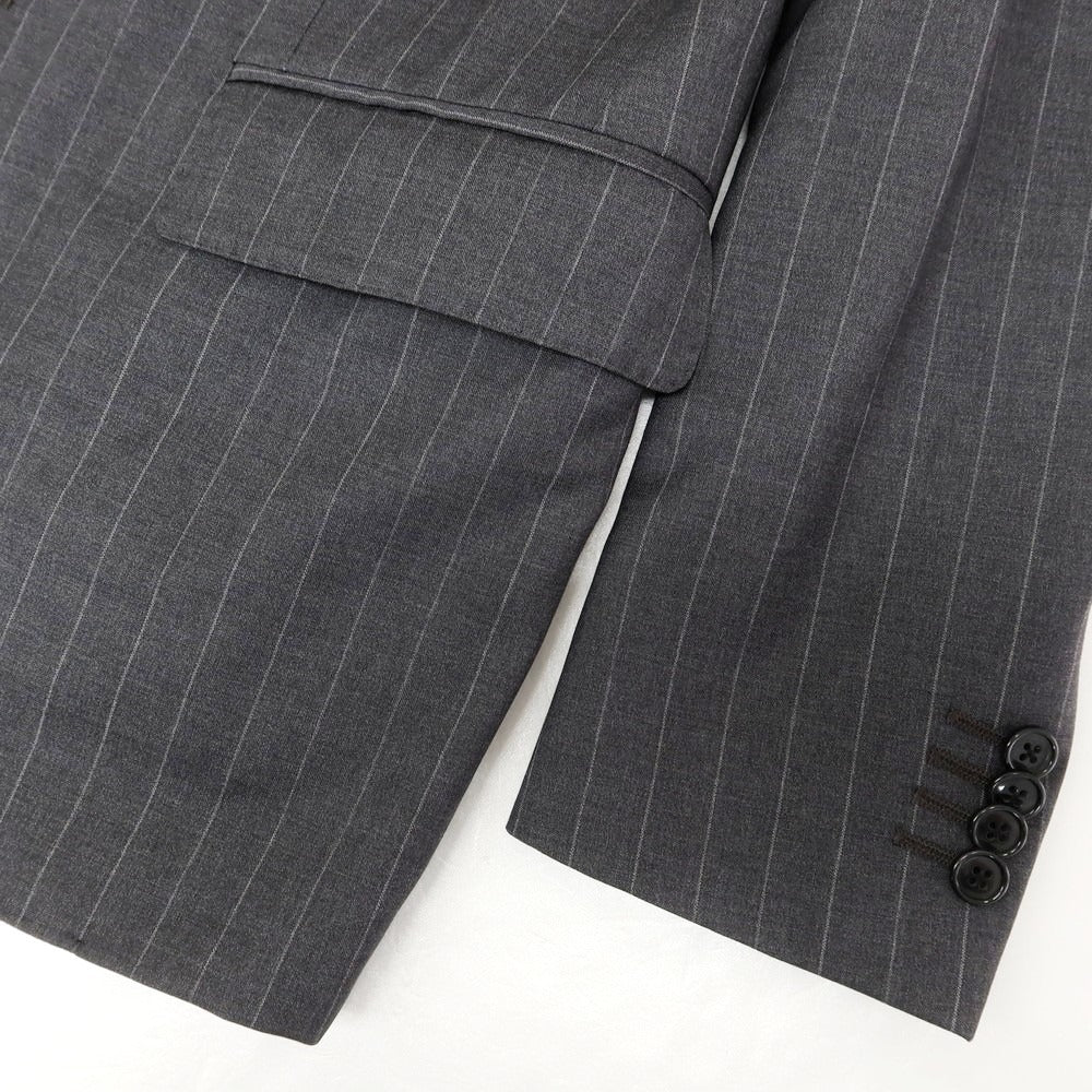 【中古】ラルディーニ LARDINI ウール ストライプ 3つボタンスーツ ダークグレー【 46 】【 状態ランクC 】【 メンズ 】