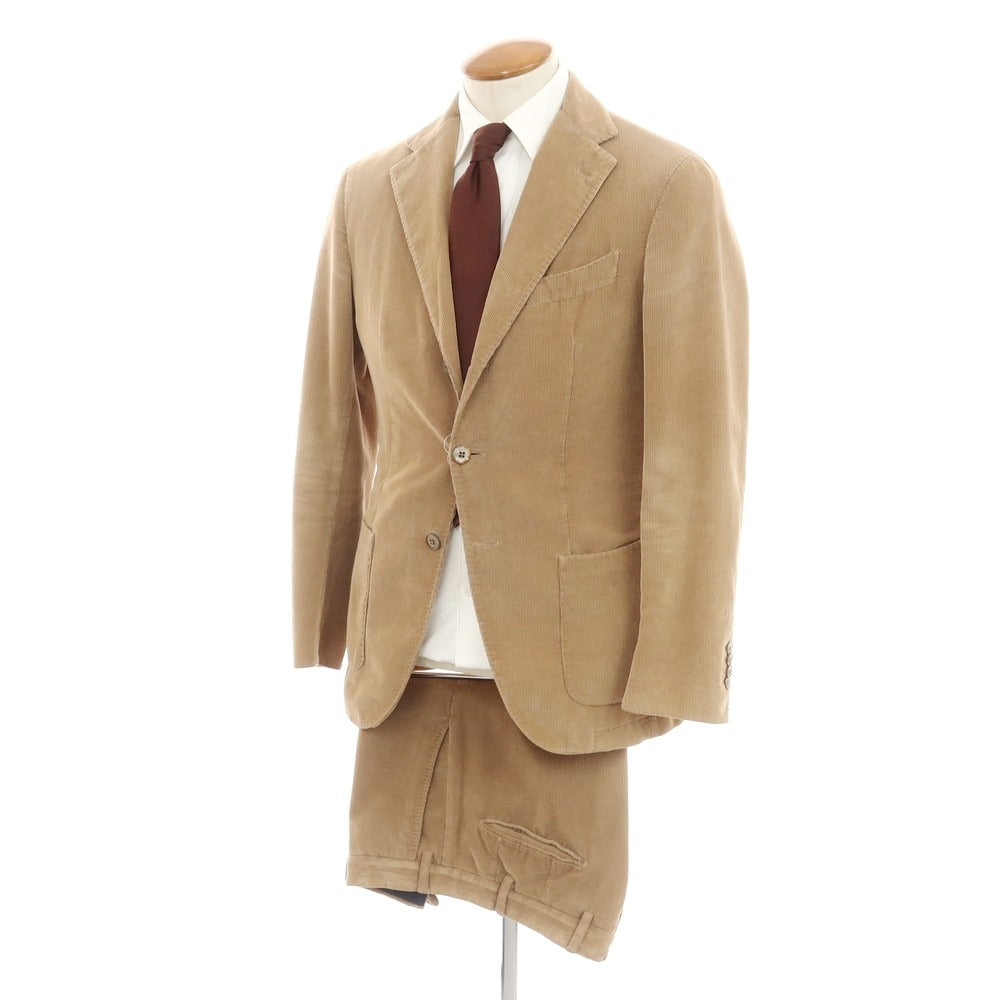 【中古】サンタニエッロ SANTANIELLO コーデュロイ 3つボタンスーツ ブラウンベージュ【 46 】【 状態ランクD 】【 メンズ 】