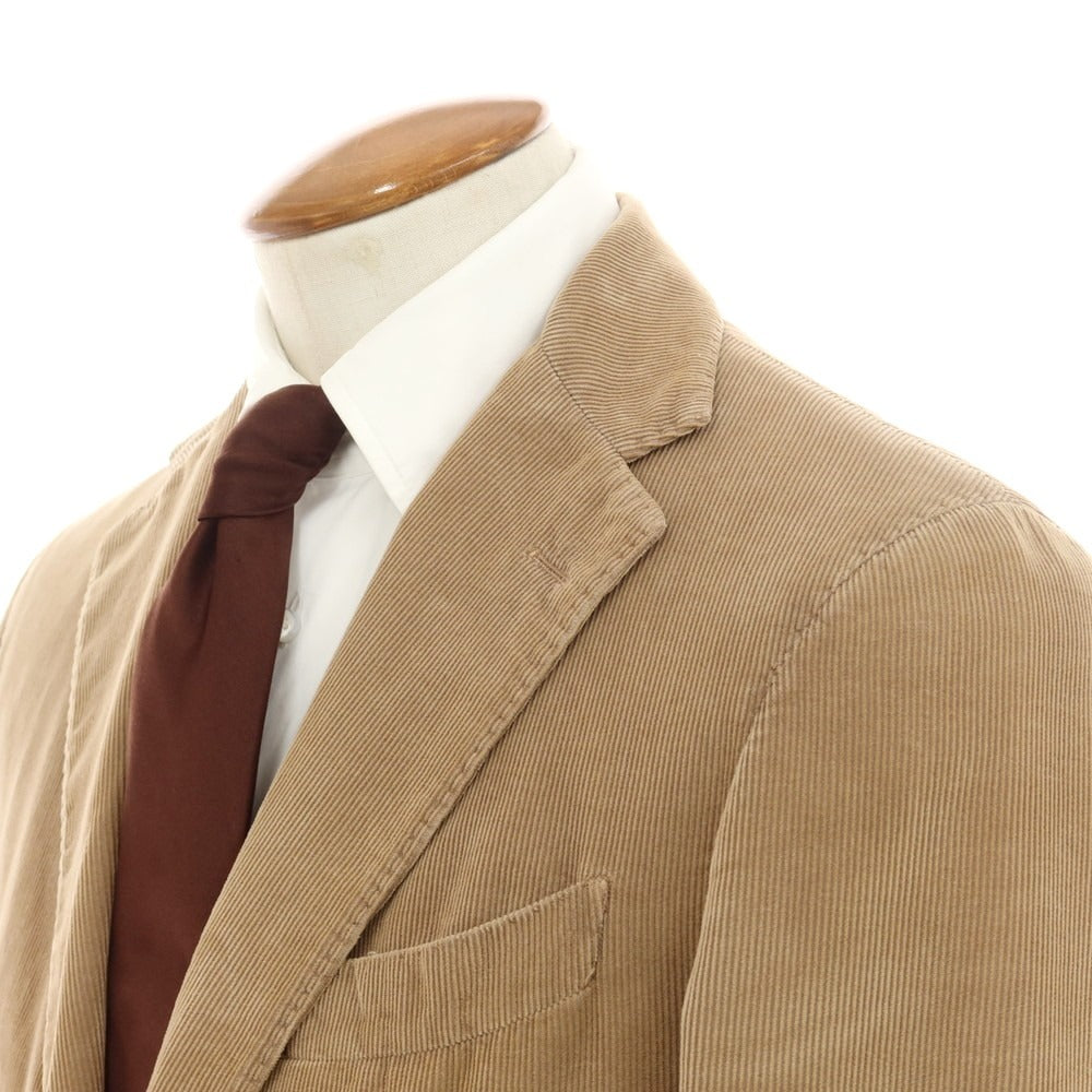【中古】サンタニエッロ SANTANIELLO コーデュロイ 3つボタンスーツ ブラウンベージュ【 46 】【 状態ランクD 】【 メンズ 】