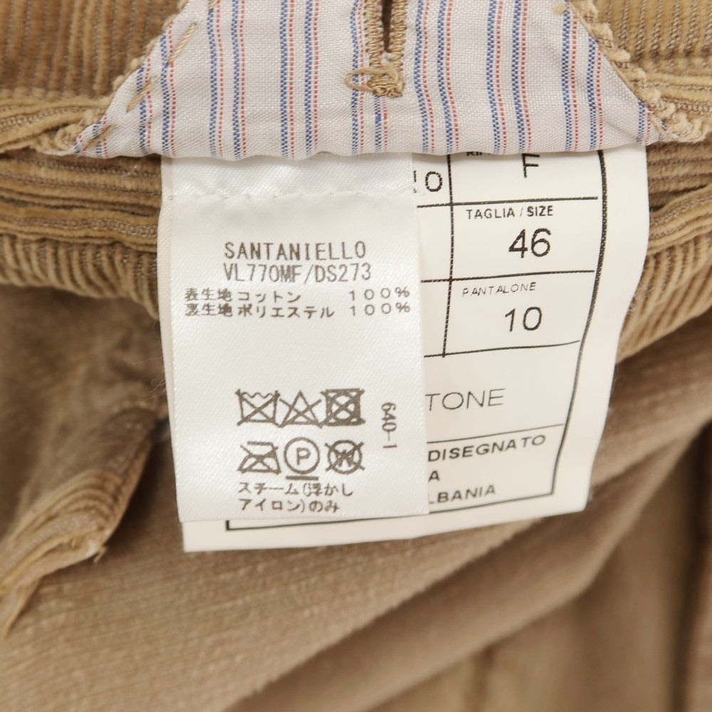 【中古】サンタニエッロ SANTANIELLO コーデュロイ 3つボタンスーツ ブラウンベージュ【 46 】【 状態ランクD 】【 メンズ 】