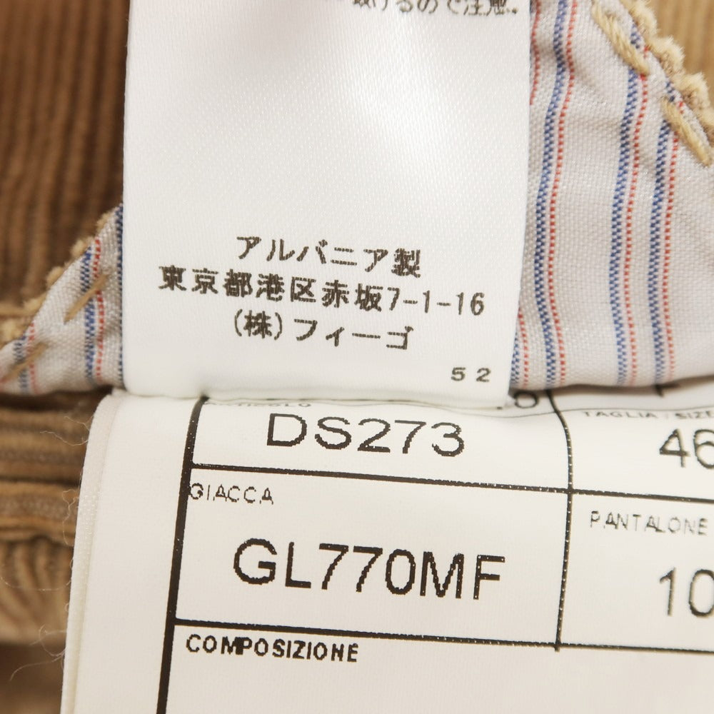 【中古】サンタニエッロ SANTANIELLO コーデュロイ 3つボタンスーツ ブラウンベージュ【 46 】【 状態ランクD 】【 メンズ 】