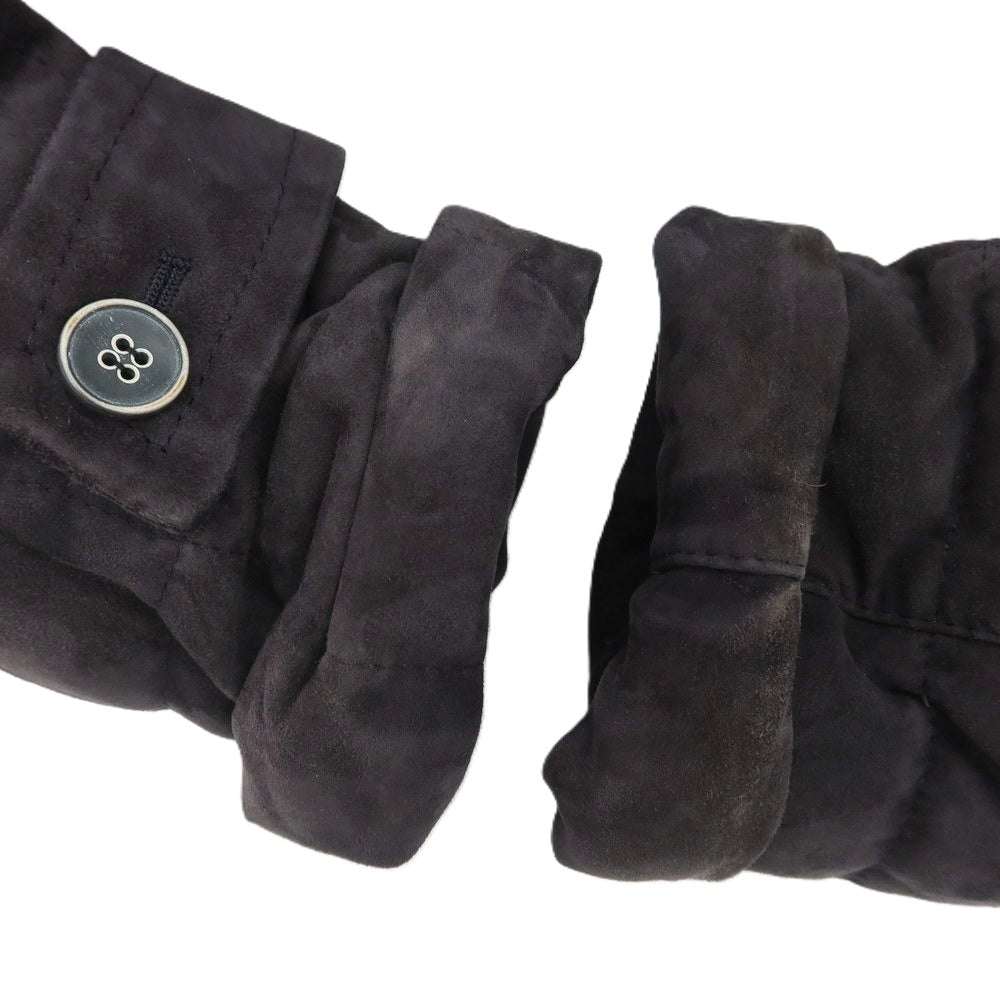 【中古】エンメティ EMMETI スエード レザー ダウンコート ネイビー【 48 】【 状態ランクC 】【 メンズ 】