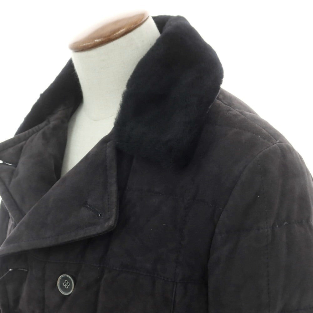 【中古】エンメティ EMMETI スエード レザー ダウンコート ネイビー【 48 】【 状態ランクC 】【 メンズ 】