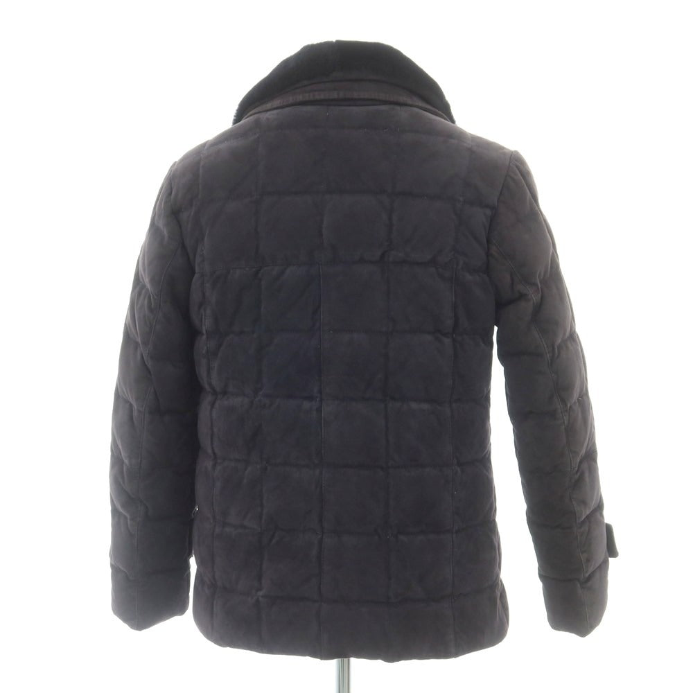 【中古】エンメティ EMMETI スエード レザー ダウンコート ネイビー【 48 】【 状態ランクC 】【 メンズ 】