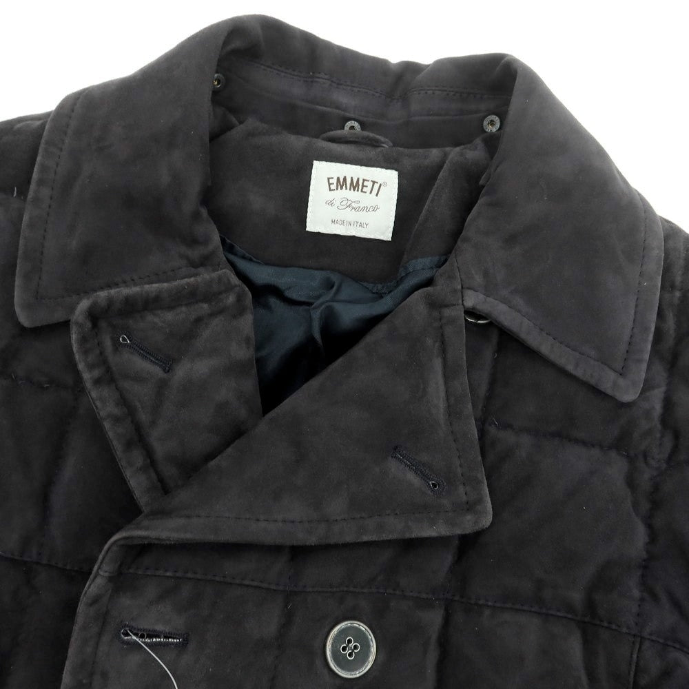 【中古】エンメティ EMMETI スエード レザー ダウンコート ネイビー【 48 】【 状態ランクC 】【 メンズ 】