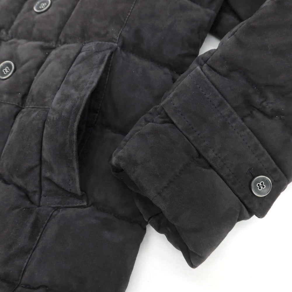 【中古】エンメティ EMMETI スエード レザー ダウンコート ネイビー【 48 】【 状態ランクC 】【 メンズ 】