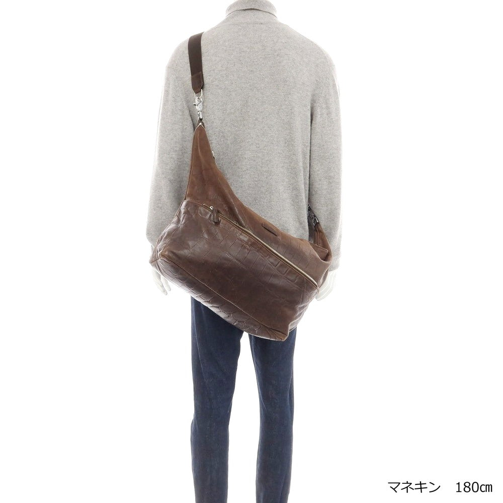 【中古】ダニエルアンドボブ Daniel & Bob ジャスミン クロコダイル型押しレザー ショルダーバッグ ブラウン【 状態ランクC 】【 メンズ 】